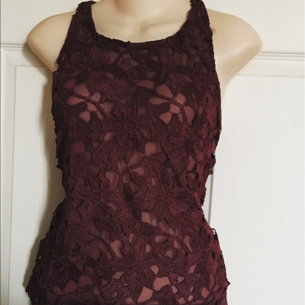 Express Burgundy Crochet Tank Top